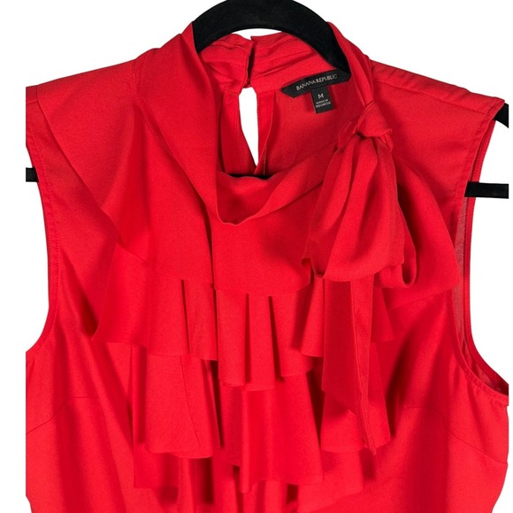 Banana Republic Ruffle Mock Neck Top, Watermelon, Size Medium - Picture 6 of 8